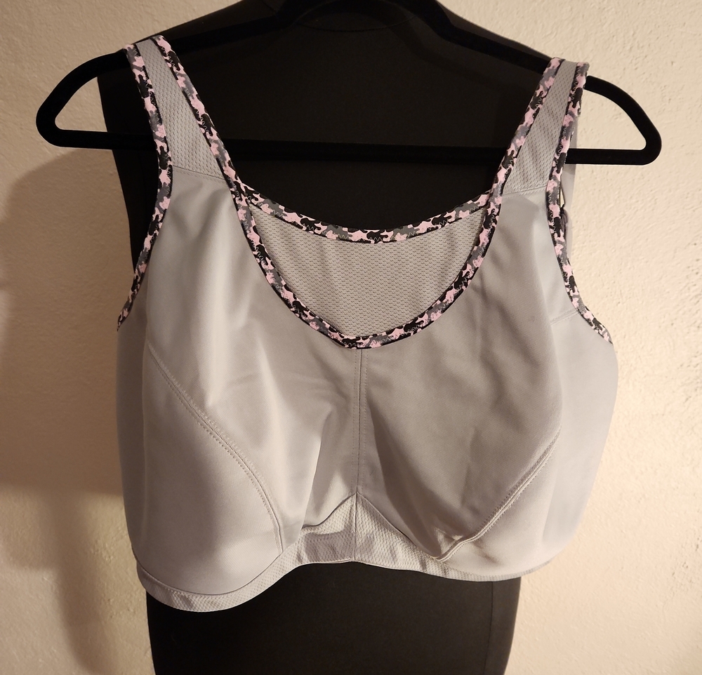 Glamorise Sports Bra Gray Pink Camo Trim